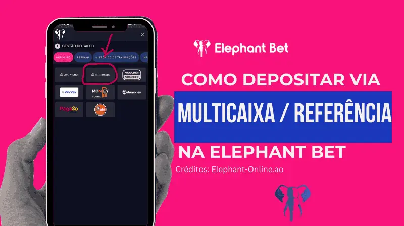 Tutorial demonstrativo de como depositar por Referência na Elephantbet usando a entidade 00266 em Angola.